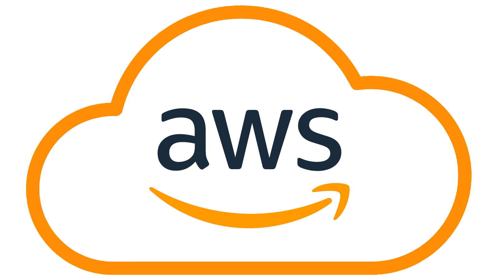 AWS icon with orange circles for cloud computing services and infrastructure